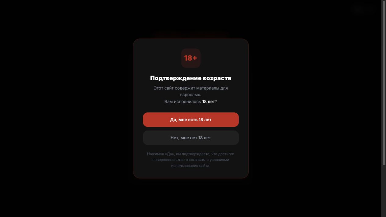 Экран подтверждения возраста Neuro Undress